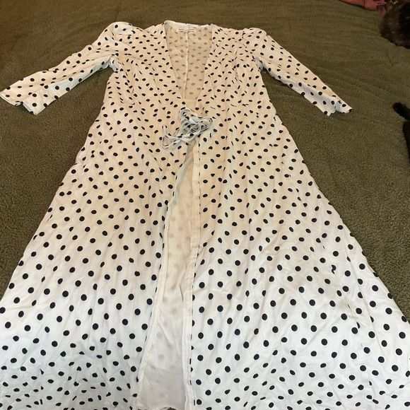 Reformation White and Black Polka Dot Midi Dress - Picture 6 of 7